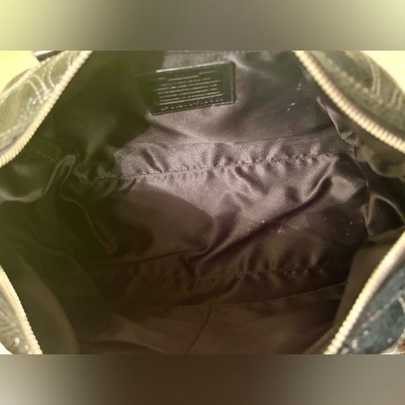 Coach Black Patent Leather Logo Signature C Stitch Double Handle Shoulder Bag - Picture 7 of 8